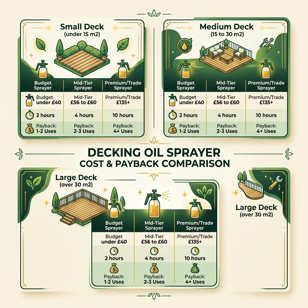 Domestic decking sprayer cost tiers comparison diagram